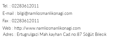 Naml Osmanl Kona telefon numaralar, faks, e-mail, posta adresi ve iletiim bilgileri